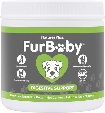 NaturesPlus FurBaby Digestive Support for Dogs - 7.4 oz - Promotes Optimal Digestion - Non-GMO - 60 Servings