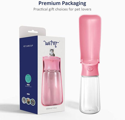 WePet Foldable Portable Dog Water Bottle Puppy Water Dispenser with Drinking Feeder, 19 OZ, High-temperature Resistant Leak Proof for Pets Outdoor Walking, Hiking, Travel, Food Grade Plastic BPA Free