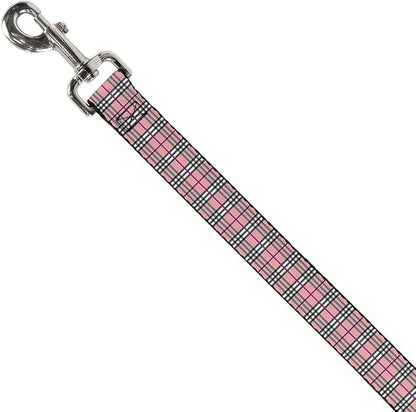 Buckle-Down Dog Leash Plaid Pink 6 Feet Long 0.5 Inch Wide