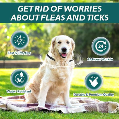 Flea Collar for Dogs, 4 Pack Flea and Tick Collar for Dogs, 8-Month Dog Flea and Tick Treatment and Prevention, Waterproof Dog Flea Collar, Adjustable Dog Flea and Tick Collar, Black