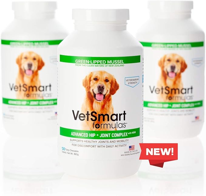 Joint Supplement for Dogs - Green Lipped Mussel, MSM + Glucosamine Formula - Helps to Restore Mobility, Relieve Arthritis & Hip Dysplasia Pain, Reduce Inflammation, No Artificial Flavors