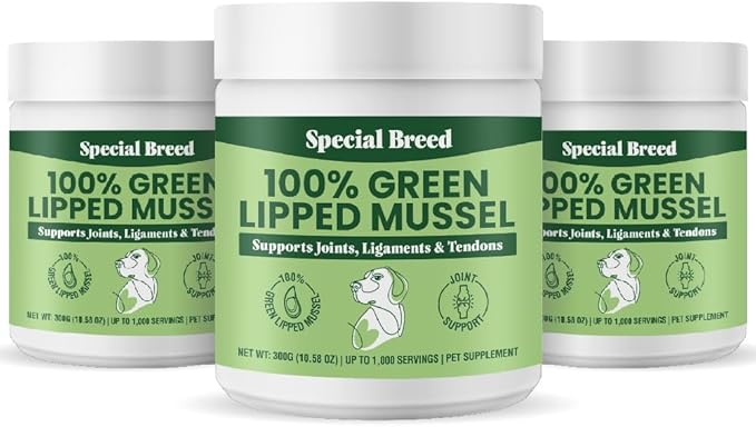 Green Lipped Mussels for Dogs & Cats - Premium Joint Supplement Powder for HIPS, Joints, and Muscles (300 Grams, Up to 1,000 Servings) - 3 Pack