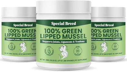 Green Lipped Mussels for Dogs & Cats - Premium Joint Supplement Powder for HIPS, Joints, and Muscles (300 Grams, Up to 1,000 Servings) - 3 Pack