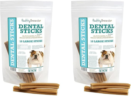 Healthy Breeds Bulldog Dental Sticks Large 10 Count (Pack of 2)