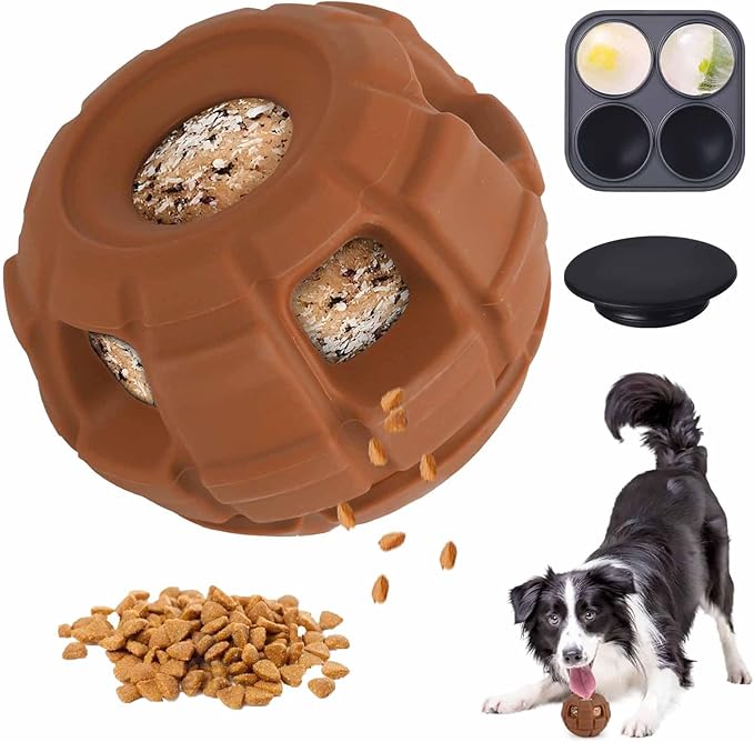 Interactive Dog Toys - Dog Puzzle Toy With Dog Treat Molds, Pet Food Grade Silicone Dog Enrichment Toys, Frozen Treat Dispensing Dog Toys to Keep Them Busy & Reduces Anxiety, Easy to Clean & Eco