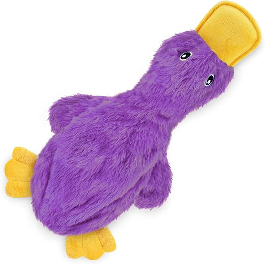Best Pet Supplies Crinkle Dog Toy for Small, Medium, and Large Breeds, Cute No Stuffing Duck with Soft Squeaker, Fun for Indoor Puppies and Senior Pups, Plush No Mess Chew and Play - Light Purple