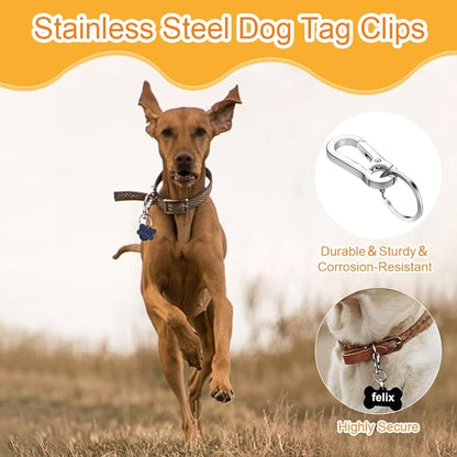 3PCS Dog Tag Clip, Ring Pet Tag Clip for Collar Personalized Dog Name Tag Heavy Duty Quick Clip Dog Tags Dog ID Tag Clip for Cat Dog Harnesses Collar Accessories