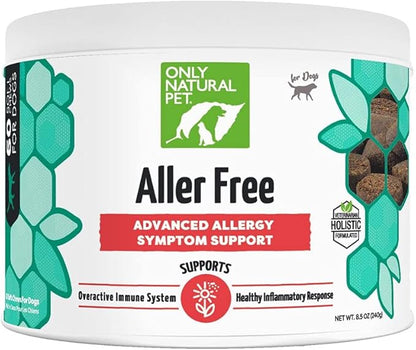 Only Natural Pet AllerFree Advanced Allergy Support for Dogs, Naturally Supports The Immune System, Respiratory System and Skin & Coat - 60 Count