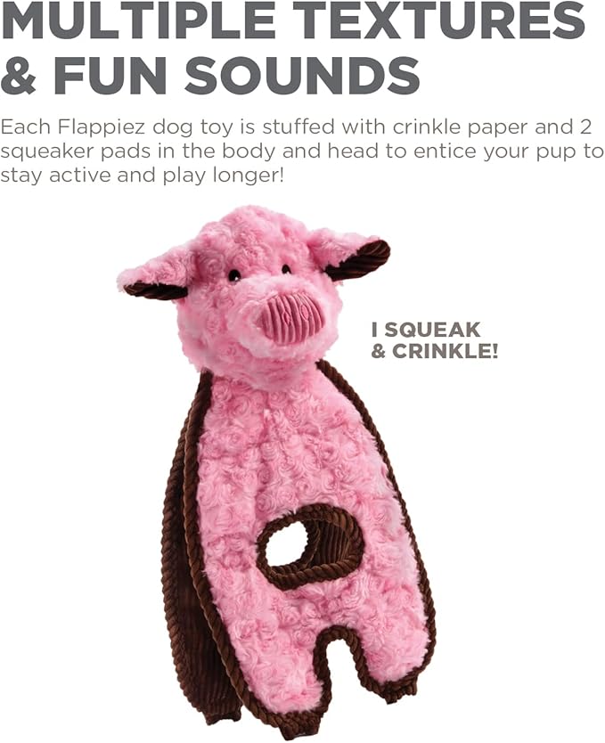 Charming Pet Cuddle Tugs Pig Plush Interactive Dog Tug Toy