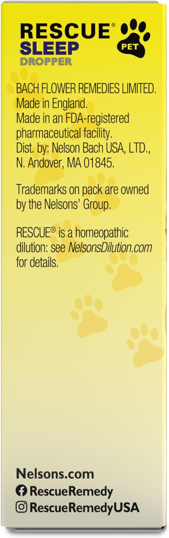 RESCUE Bach PET SLEEP Dropper 10mL, Sleep Aid for Dogs & Cats, No Melatonin, Stress Relief, Calms Anxiousness, Homeopathic, Flower Essence