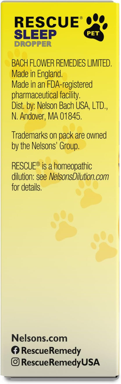 RESCUE Bach PET SLEEP Dropper 10mL, Sleep Aid for Dogs & Cats, No Melatonin, Stress Relief, Calms Anxiousness, Homeopathic, Flower Essence