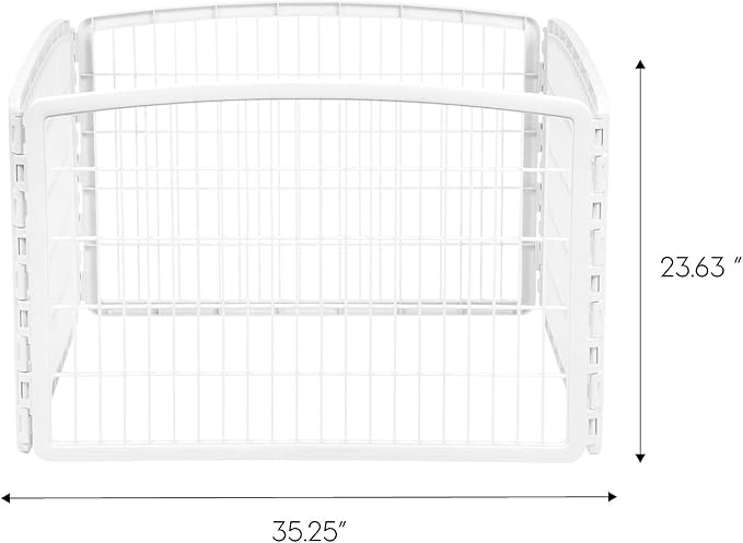 IRIS USA Dog Playpen, 4-Panel 24" Pet Playpen, Puppy Playpen, Indoor/Outdoor Dog Pen, 35 x 35 x 24, Foldable, Customizable, White