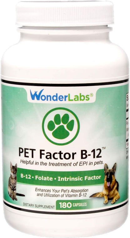 Pet Factor B-12 | Vitamin B-12 in Methylcobalamin Form | Popular in Treatment of EPI in Dogs 180 Capsules
