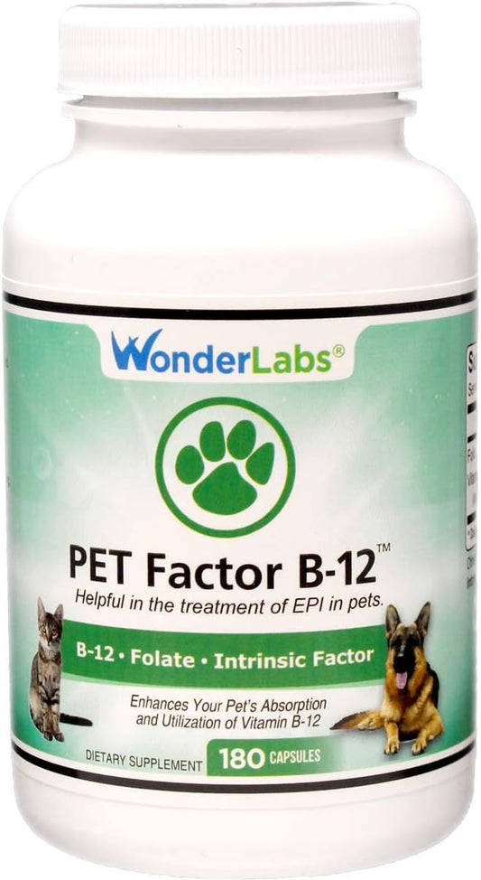 Pet Factor B-12 | Vitamin B-12 in Methylcobalamin Form | Popular in Treatment of EPI in Dogs 180 Capsules