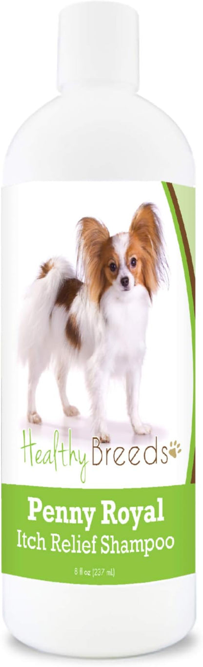 Healthy Breeds Papillon Penny Royal Itch Relief Shampoo - Stop The Scratching & Relieve The Itch with Essential Oils of Eucalyptus & Cedarwood - Mint Scent - 8 oz