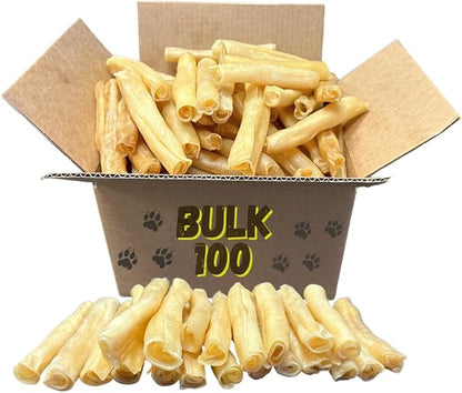 Amazing Dog Treats - Large Collagen Stick - (6 Inch - 100 Count) - Collagen Beef Cheek Rolls for Dogs - 100% Pure Collagen Sticks for Dogs - No Hide Bones for Dogs