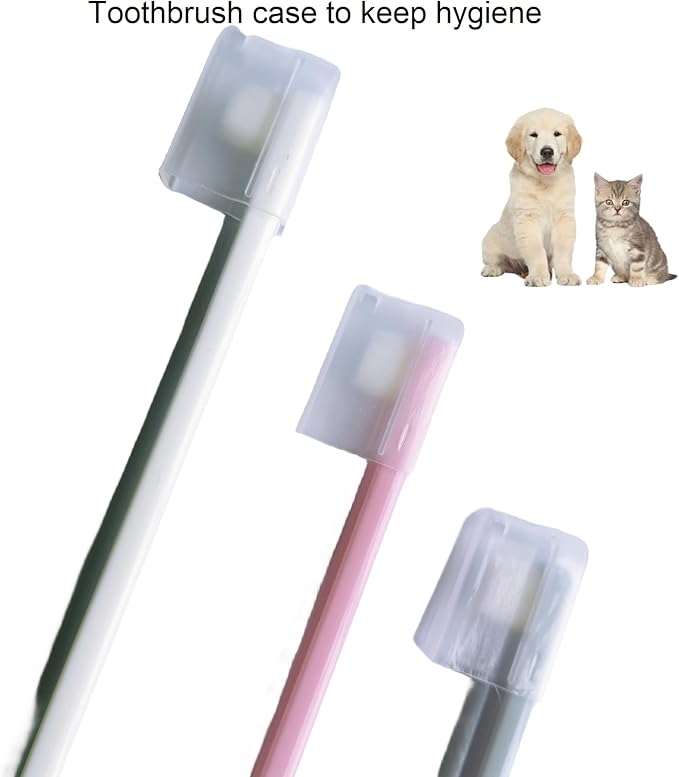 Dog Toothbrush,Cat Toothbrush,Extra Soft Brush Wires,Pet Toothbrush Toothbrush for Dogs& Cats,Teeth Cleaning,Dental Care,Brushing Kit,3 Pack Kit (White/Green/Pink)