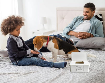 Woof Woof Dog Wipes Dispenser,Upgarde Size(8.2L x 4.9W x 3.9H inches),Dog Paw Butt Wipes Container Storage Box Pet Doggie Grooming Wet Wipes Holder (Dog Wipes(White))