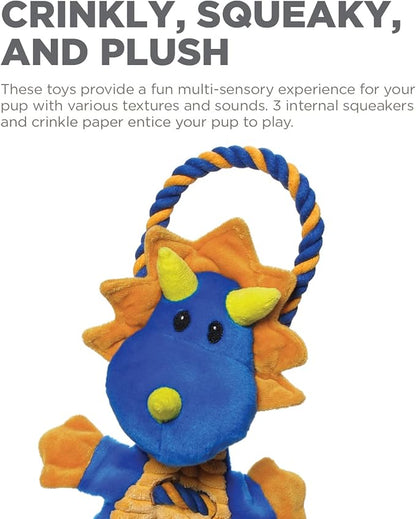 Outward Hound Ropes-A-Go-Go Dragon Interactive Plush Squeaky Dog Tug Toy