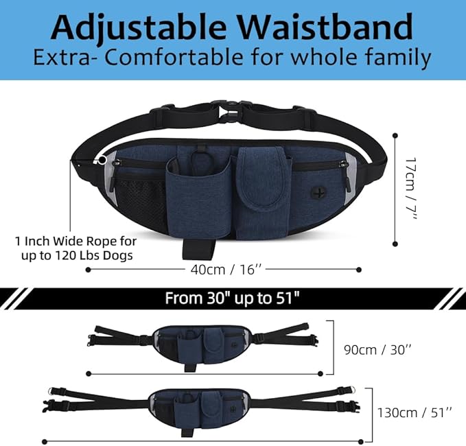 Hands Free Dog Leash Waist Leash for Dog Walking Bungee Leash Dog Running Belt for Medium & Large Dogs, 20-70 lbs Fanny Pack for Walker Hiking Jogging…