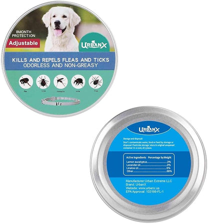 UrbanX Natural Flea Flea & Tick Treatment & Prevention Collar for Medium & Large Dogs, Waterproof, Adjustable (12 Pack)