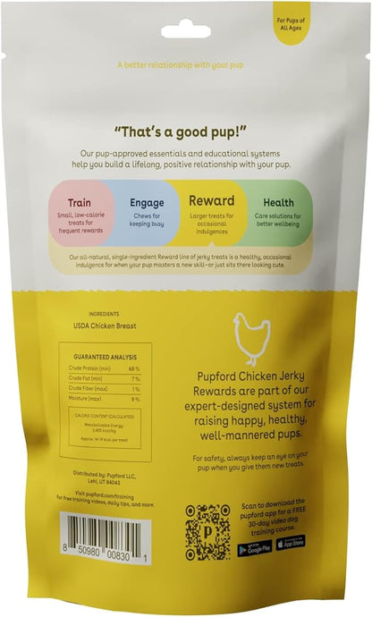Pupford Chicken Jerky Treats for Dogs for Large & Small Dogs of All Ages | Made in USA, 100% Real Meat & No Fillers | Dogs Love These Tasty Dog Snacks (Chicken Bundle, 2 Chicken Jerky 8oz Bags)
