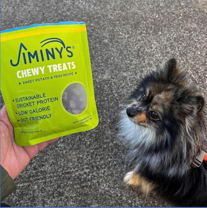 Jiminy's Chewy Cricket Dog Training Treats, Hypoallergenic, 6oz, Sweet Potato & Pea (Pack of 1)