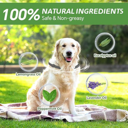 4 Pack Flea Collar for Dogs, Natural Flea and Tick Collar for Dogs, 8-Month Flea and Tick Prevention for Dogs, Dog Flea & Tick Control, Water Resistant Dog Flea Collar for Dogs Puppies, Gray