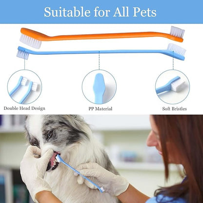 5PCS Dog Toothbrush Kit Cat Toothbrush Finger Toothbrushes Triple Head Dog Toothbrushes for Dogs, Cleaning Pet Brushes for Puppy Dogs Cat Dental Care