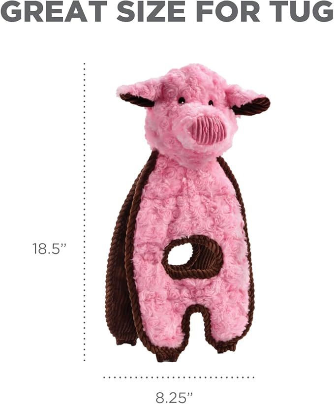 Charming Pet Cuddle Tugs Pig Plush Interactive Dog Tug Toy