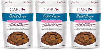 Caru - Soft n’ Tasty Baked Bites - Rabbit Bites Dog Treats - Flavorful Training Treats - 3.75 oz bags - Pack of 3