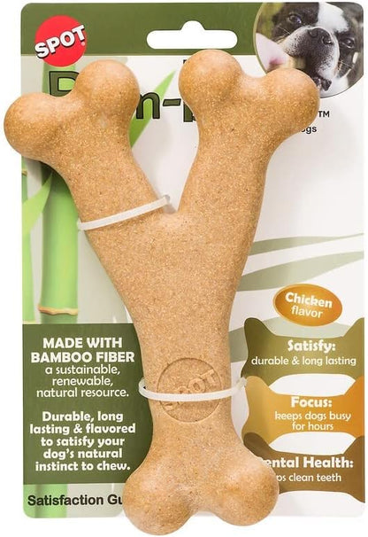 SPOT by Ethical Products - Bambone Wishbone Bacon & Chicken 2 Pack Bundle – Durable Dog Chew Toy No Hide for Aggressive Chewers – Great Dog Chew Toy for Puppies and Dogs