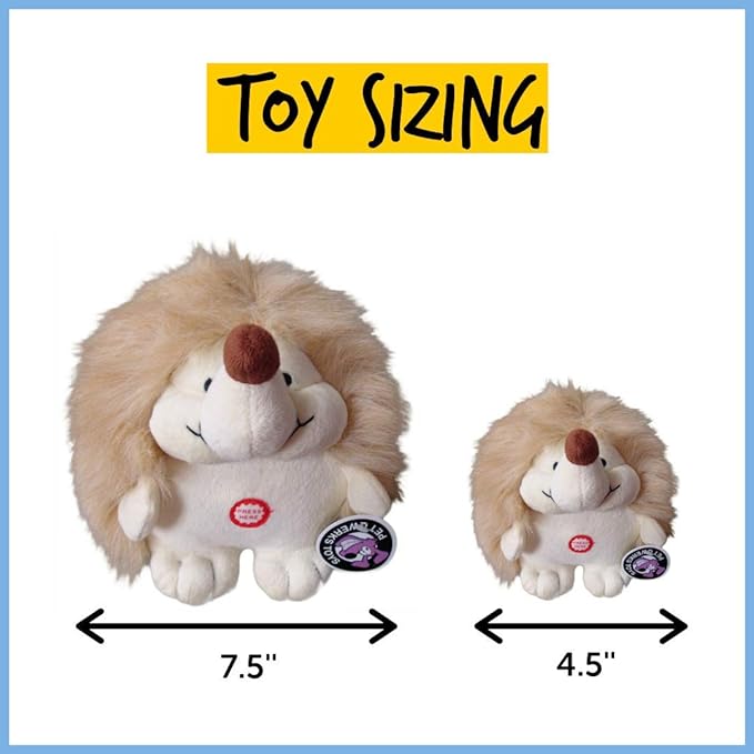 Pet Qwerks Plush Interactive Dog Toys - Chattering Hedgehog - 4.5 in, All Breed Sizes