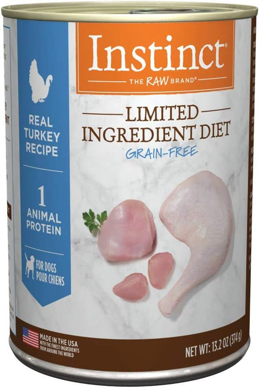 Instinct Limited Ingredient Diet Grain Free Real Turkey Recipe Natural Wet Canned Dog Food, 13.2 oz. Cans (Count of 6) Pack of 1