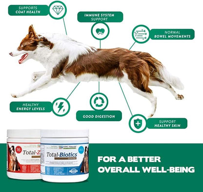 Twin Pack - Probiotics and Digestive Enzymes for dogs and cats one Total-Zymes and one Total-Biotics 8-Ounce