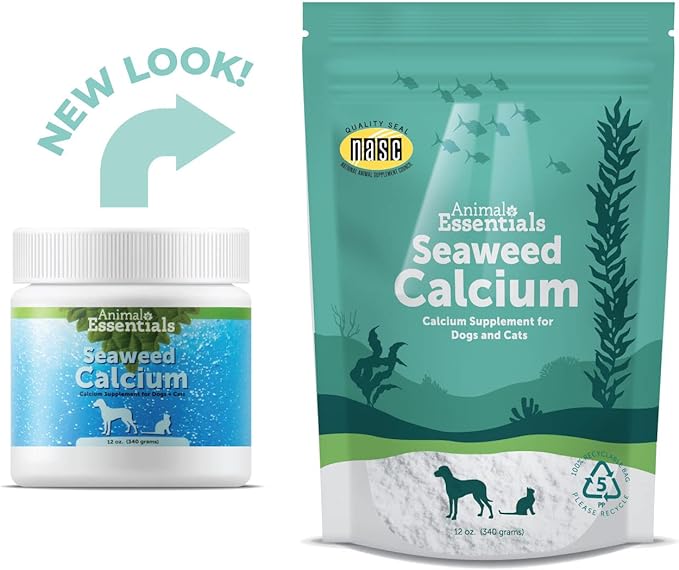 Animal Essentials Seaweed Calcium Supplement for Dogs & Cats, 12 oz (2-Pack), Iceland Seaweed Magnesium, Boron, Zinc
