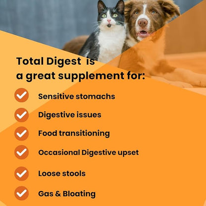 Lots of Love Total Digest - 16 0z Digestive Enzymes and Dog Probiotics Supplement - Probiotics for Dogs & Cats, Dog Gut Health Support, Immunity Support & Gas Relief