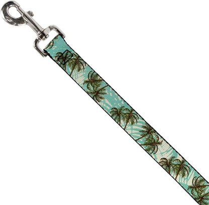 Dog Leash Palm Trees Swaying Tan Teal 4 Feet Long 1.0 Inch Wide