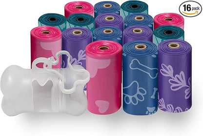 Best Pet Supplies Dog Poop Bags for Waste (240 Bags) Refuse Cleanup, Doggy Roll Replacements for Outdoor Puppy Walking and Travel, Leak Proof and Tear Resistant, Thick Plastic - Assorted Colors