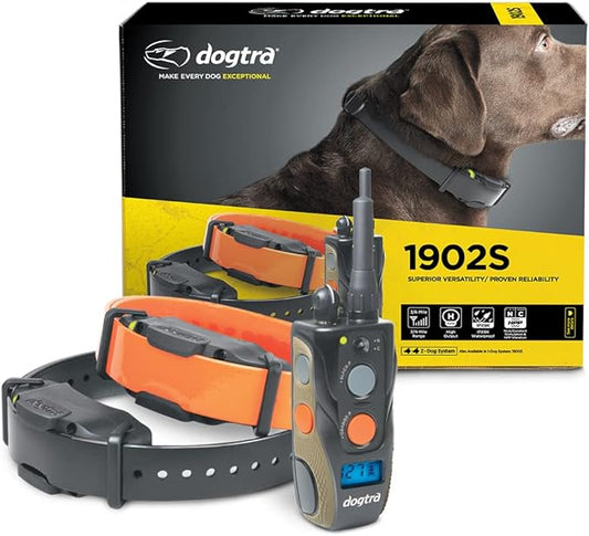 Dogtra 1902S Ergonomic 3/4-Mile IPX9K Waterproof High-Output 2-Dog Remote Dog Training E-Collar