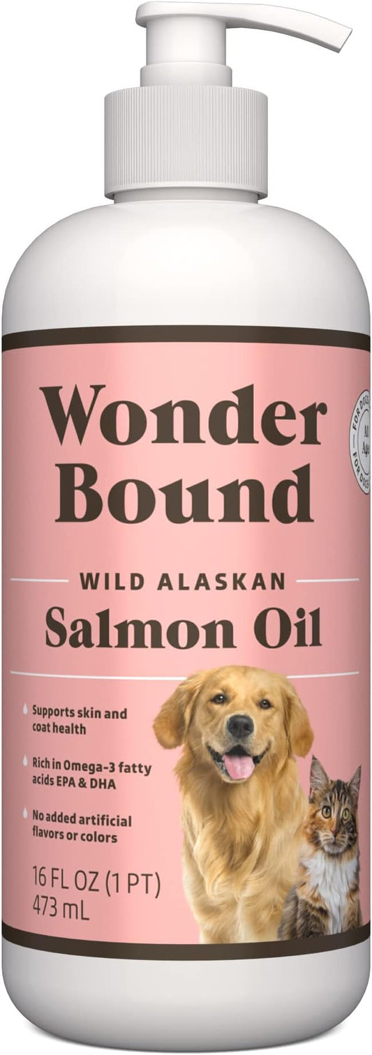 Amazon Brand - Wonder Bound Wild Alaskan Salmon Oil for Dog, Cat, 16 fl oz