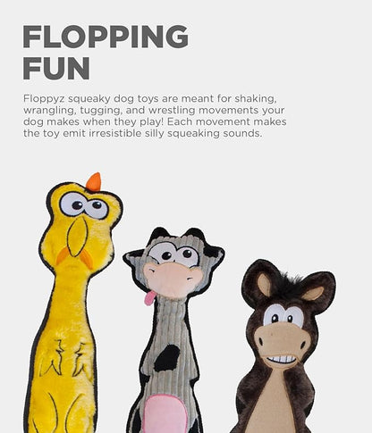 Outward Hound Floppyz Donkey Squeaky Dog Toy, Brown, Medium