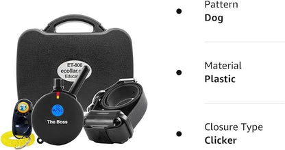 E-Collar ET-800-1 Mile Rechargeable Remote Waterproof Trainer - Static, Vibration and Sound Stimulation Collar with PetsTEK Dog Training Clicker