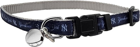 MLB CAT Collar New York Yankees Satin Cat Collar Baseball Team Collar for Dogs & Cats. A Shiny & Colorful Cat Collar with Ringing Bell Pendant