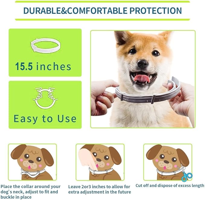 Flea Collar for Dogs, Flea and Tick Collars for Small Dogs, 15.5inch, 8 Month Protection (1 Pack), Gray