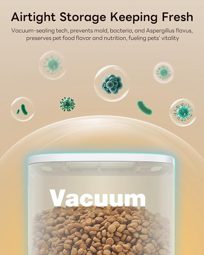 Automatic Dog Feeder for Large Breed, 15L/ 63Cups Vacuum-Sealed Storage & Timed Auto Dog Food Dispenser 2in1, Airtight 100% Freshness, Anti-blockage, Support up to 22mm Pet Food, Stainless Steel Bowl
