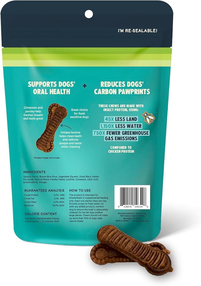 Jiminy's Dental Chews for Dogs, Cinnamon, X-Small, 38ct (Pack of 1)