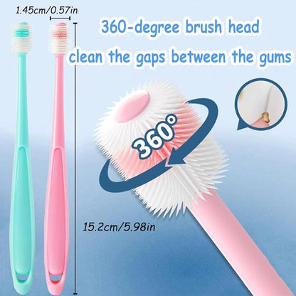 3pcs Small Dog & Cat Toothbrush, 360 cat Toothbrush with Micro Head Brush, 360-Degree Pet Toothbrush, Soft Silicone, No Harm