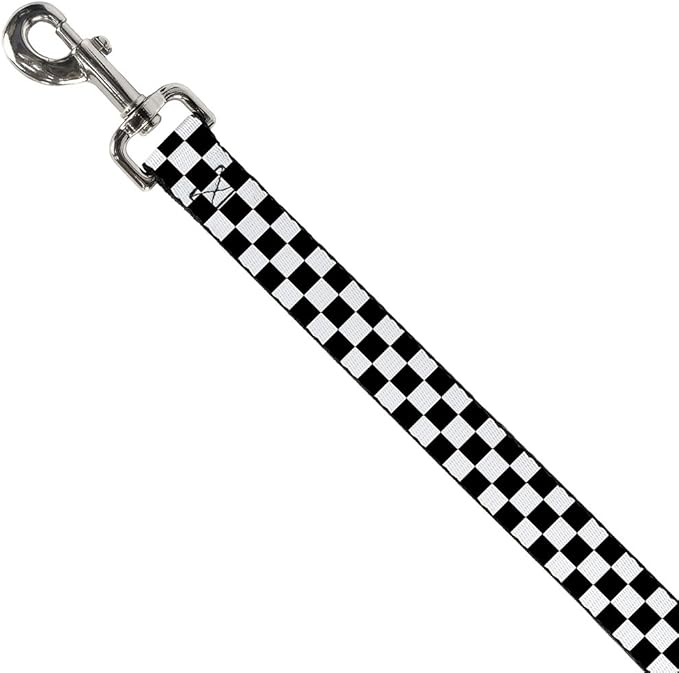 Dog Leash Checker Black White 6 Feet Long 1.0 Inch Wide
