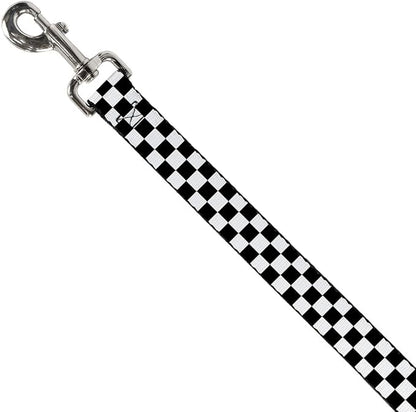 Dog Leash Checker Black White 6 Feet Long 1.0 Inch Wide